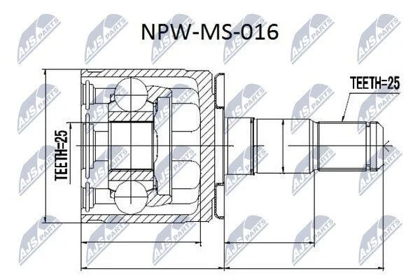 Комплект шарніру приводного валу внутр.MITSUBISHI (вир-во) NTY NPWMS016 (фото 1)