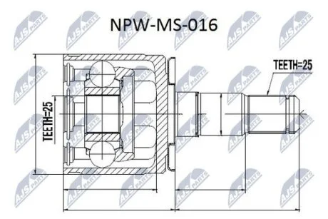 Комплект шарніру приводного валу внутр.MITSUBISHI (вир-во) NTY NPWMS016