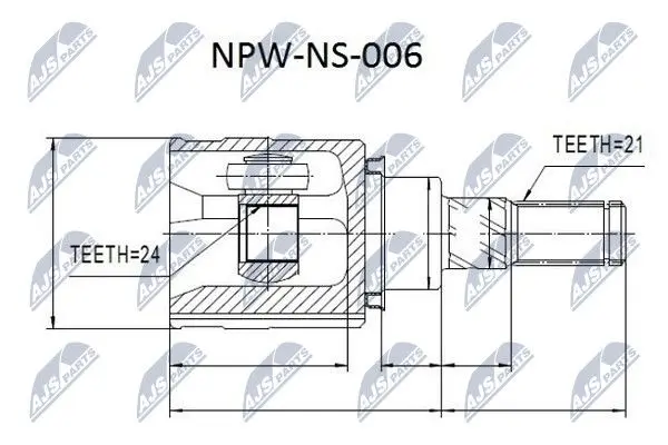 ШРКШ внутр. задній NISSAN MURANO, QASHQAI, X-TRAIL, RENAULT KADJAR, KOLEOS (вир-во) NTY NPW-NS-006 (фото 1)