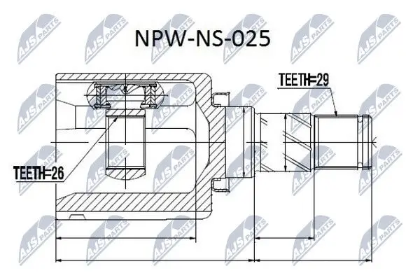 ШРКШ внутрішній лівий NISSAN X-TRAIL (вир-во) NTY NPW-NS-025 (фото 1)
