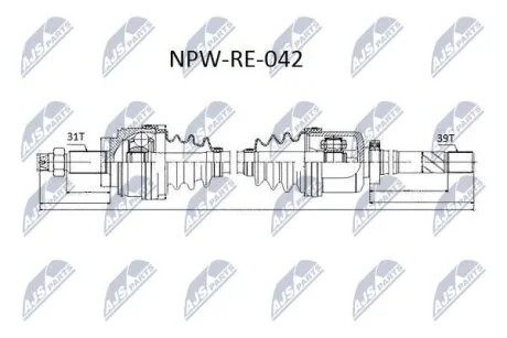 Напіввісь NTY NPWRE042