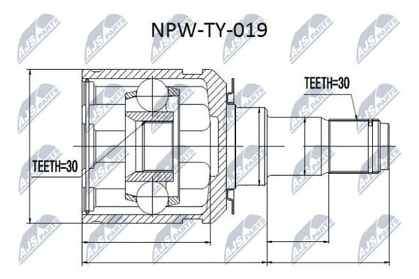 ШРКШ внутр. з пильовиком TOYOTA (вир-во) NTY NPW-TY-019 (фото 1)