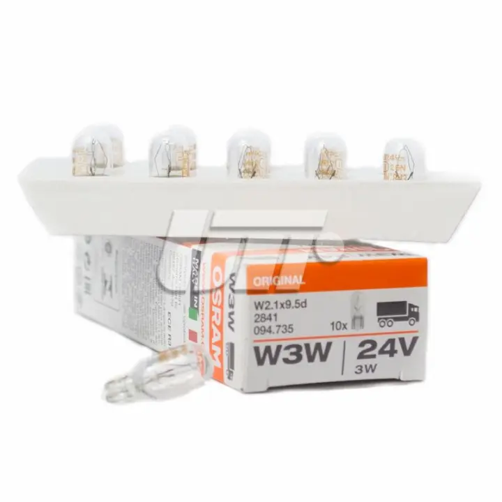 Лампа (картон 10шт) W3W 24В 3Вт W2,1X9,5D скляна Standard OSRAM 2841 (фото 1)