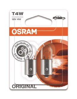 Лампа допоміжн. освітлення Т4W 12V 4W ВА9s (2 шт) blister OSRAM 3893-02B