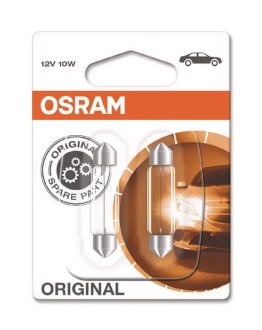 Лампа софітна допоможе. освітлення C10W 12V 10W SV8.5-8 (2 шт) blister OSRAM 6411-02B