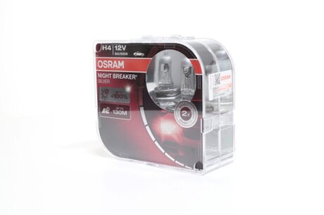 Лампа фарна H4 12V 60/55W P43t NIGHT BREAKER SILVER (+100) компл (вір-во)) OSRAM 64193NBS-HCB