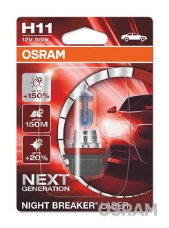 Лампа фарна H11 12V 55W PGJ19-2 NIGHT BREAKER LASER next generation (+150)blister (вір-во) OSRAM 64211NL-01B