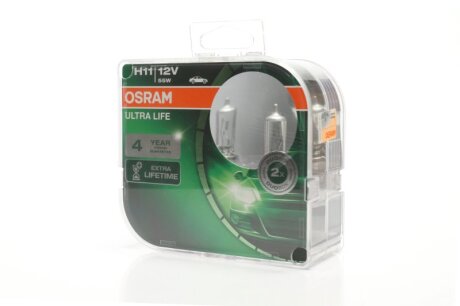 Лампа фарна H11 12V 55W PGJ19-2 ULTRA LIFE (компл.) (вір-во) OSRAM 64211ULT-HCB-DUO