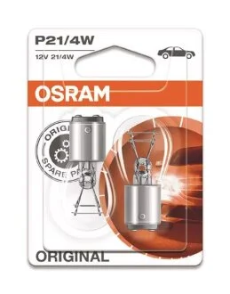Лампа допоміжн. освітлення Р21/4W 12V 21/4W ВАZ15d (2 шт) blister (вир-во) OSRAM 7225-02B