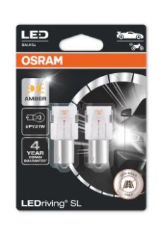Лампа светодиодная PY21W LED 12V 1W BAU15S LEDriving SL (blister 2шт) (выр-во) OSRAM 7507DYP-02B