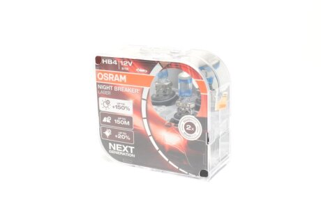 Лампа фарна HB4 12V 51W P22d NIGHT BREAKER LASER next generation (+150) компл (вір-во) OSRAM 9006NL-HCB
