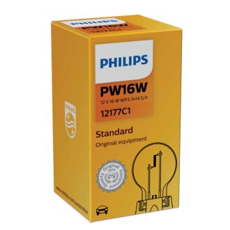 Автолампа 16W PW16W 12V 16W PHILIPS 12177C1