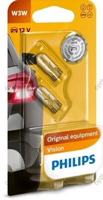 Лампа накаливания W3W 12V 3W W2,1X9,5d 2шт bliste VISION (выр-во Philips) PHILIPS 12256B2 (фото 1)