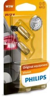 Лампа накаливания W3W 12V 3W W2,1X9,5d 2шт bliste VISION (выр-во Philips) PHILIPS 12256B2