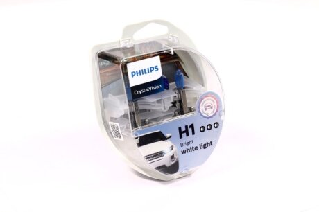 Лампа розжарювання H1 12V 55W P14,5s Cristal Vision + 2x W5W 4300K C.I.U PHILIPS 12258CVSM