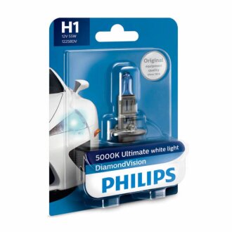 Лампа розжарювання H1 12V 55W P14,5s Diamond Vision 5000K 1шт blister PHILIPS 12258DVB1