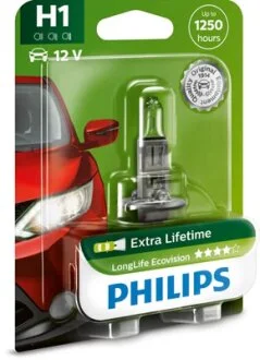 Лампа розжарювання H1 12V 55W P14,5s LongerLife Ecovision 1шт blister (вир-во Philips) PHILIPS 12258LLECOB1