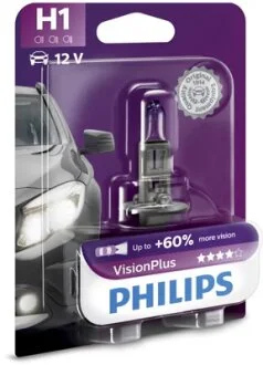Лампа накаливания H1 12V 55W P14,5s VisionPlus (пр-во Philips) PHILIPS 12258VPB1