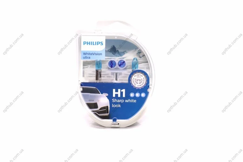 Лампа розжарювання H1 + W5W WhiteVision ultra 12V 55W P14,5s (+60) (3700K) компл.(вир-во Philips) PHILIPS 12258WVUSM (фото 1)