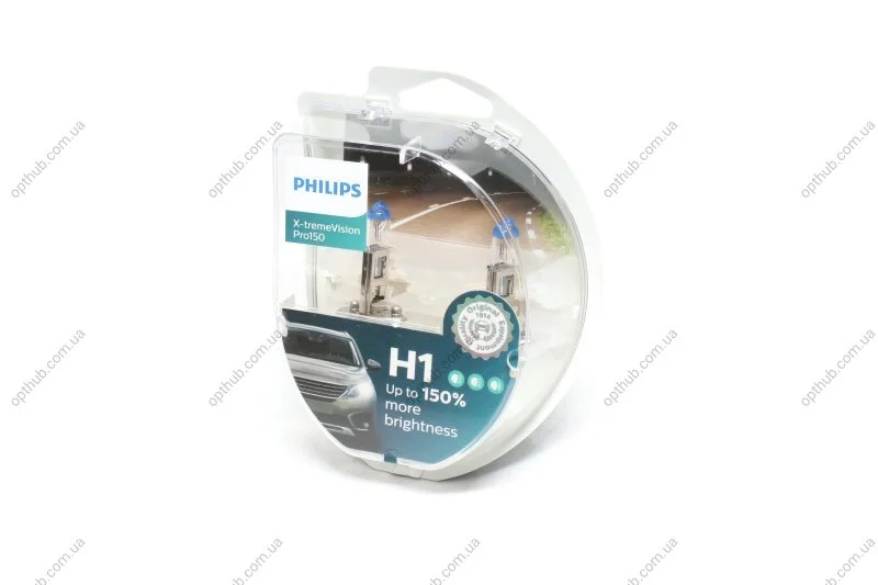 Лампа розжарювання H1 X-tremeVision Pro150 (+150) 12V 55W P14,5s (комплект) (вир-во Philips) PHILIPS 12258XVPS2 (фото 1)