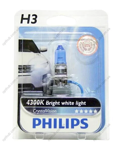 Лампа розжарювання H3 12V 55W PK22 Cristal Vision 1шт blister 4300K (вир-во Philips) PHILIPS 12336CVB1 (фото 1)