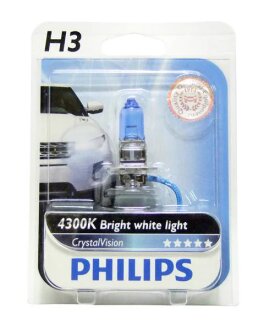Лампа розжарювання H3 12V 55W PK22 Cristal Vision 1шт blister 4300K PHILIPS 12336CVB1