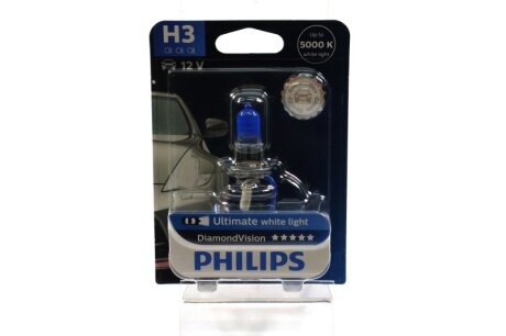 Лампа розжарювання H3 12V 55W PK22s Diamond Vision 5000K 1шт blister PHILIPS 12336DVB1