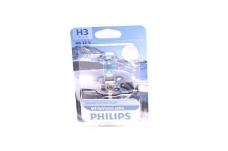 Лампа накаливания H3 WhiteVision ultra 12V 55W P14,5s (+60) (3900K) 1шт. blister (пр-во Philips) PHILIPS 12336WVUB1