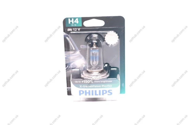 Лампа накаливания H4 X-tremeVision Pro150 +150 12V 60/55W P43t-38 (пр-во Philips) PHILIPS 12342XVPB1 (фото 1)