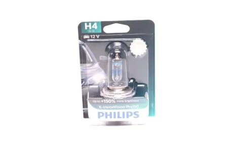 Лампа накаливания H4 X-tremeVision Pro150 +150 12V 60/55W P43t-38 (пр-во Philips) PHILIPS 12342XVPB1