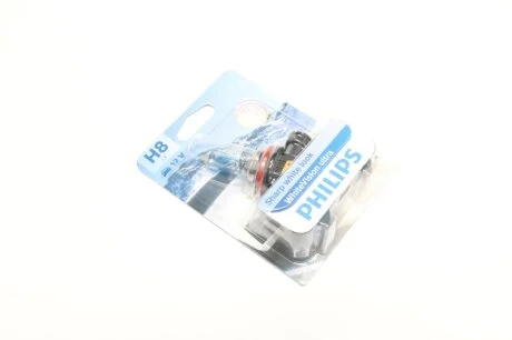 Автолампа галогенова 35W H8 12V 35W 3800K PGJ19-1 / WHITEVISION ULTRA - НА 60% УВЕЛИЧЕН ПОТОК БЕЛ PHILIPS 12360WVUB1