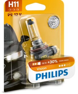 Лампа розжарювання H11 12V 55W PGJ19-2 Vision +30 1шт blister PHILIPS 12362PRB1