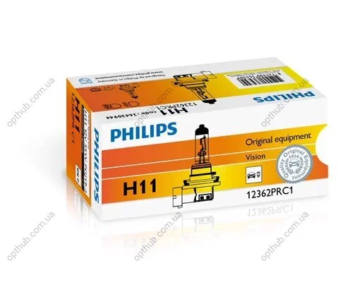 Лампа накаливания H11 12V 55W PGJ19-2 Vision +30 (пр-во Philips) PHILIPS 12362PRC1 (фото 1)