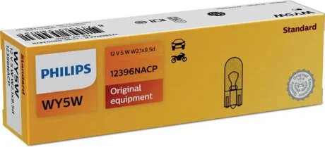 Лампа розжарювання WY5W 12V 5W W 2,1X9,5d STANDARD (вир-во Philips) PHILIPS 12396NACP