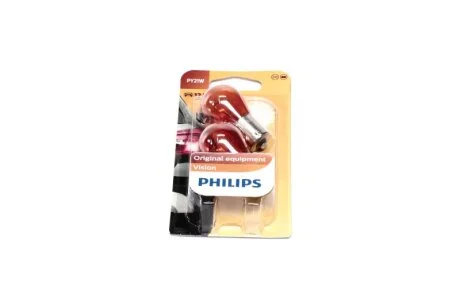 Лампа розжарювання PY21W 12V 21W BAU15s 2шт blister (вир-во Philips) PHILIPS 12496NAB2