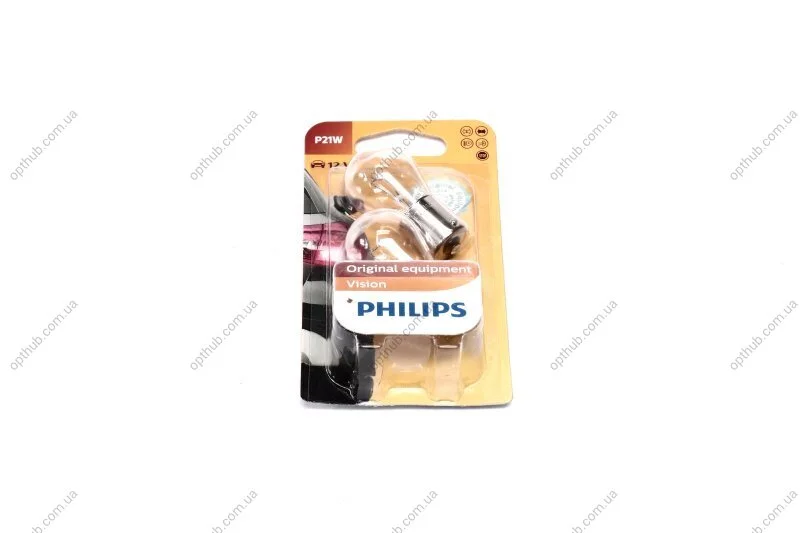 Лампа розжарювання P21W12V 21W BA15s (blister 2шт) (вир-во Philips) PHILIPS 12498B2 (фото 1)