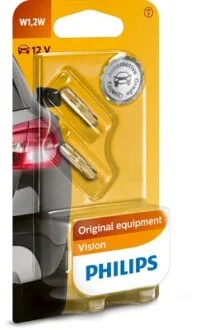 Лампа розжарювання W1,2W 12V 1.2W W2X4,6d 2шт blister (вир-во Philips) PHILIPS 12516B2