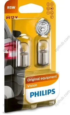 Лампа розжарювання R5W 12V 5W BA15s VISION 2шт blister (вир-во Philips) PHILIPS 12821B2 (фото 1)
