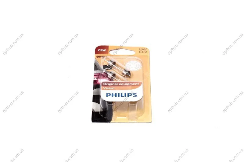 Лампа розжарювання C5W 12V SV8,5 3200К 2шт blister (вир-во Philips) PHILIPS 12844B2 (фото 1)