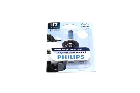 Лампа розжарювання H7 12V 55W PX26d Cristal Vision 1шт blister 4300K PHILIPS 12972CVB1