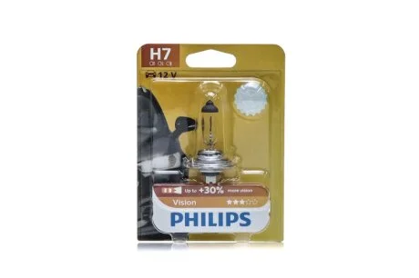 Автолампа галогенова 55W H7 12V 55W PX26D / PREMIUM - НА 30% УВЕЛИЧЕН ПОТОК СВЕТА / 1ШТ. BLISTER PHILIPS 12972PRB1