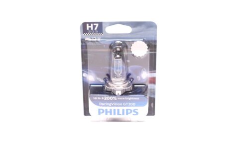 Лампа розжарювання H7 RacingVision GT200 +200 12V 55W PX26d PHILIPS 12972RGTB1