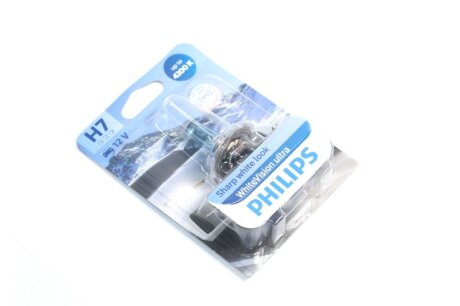 Лампа розжарювання H7 12V 55W PX26d H7 WhiteVision ULTRA +60 (4200K) (1шт) PHILIPS 12972WVUB1