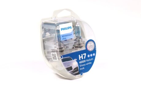 Лампа розжарювання H7 12V 55W PX26d H7 WhiteVision ULTRA +60 (4200K) (компл) PHILIPS 12972WVUSM