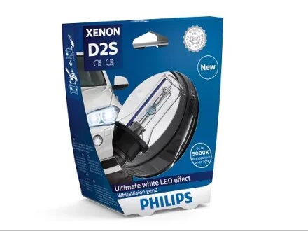 Автолампа ксенонова D2S 85V 35W 5000K P32D-2 / WHITE VISION GEN2 - ЯРКОСТЬ СВЕТА УВЕЛИЧЕНА НА 120 PHILIPS 85122WHV2S1