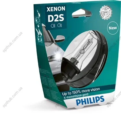 Автолампа ксенонова D2S 85V 35W P32D-2 / X-TREME VISION GEN2 - НА 150% ЗБІЛЬШЕН ПОТІК СВІТЛА / 1ШТ. PHILIPS 85122XV2S1 (фото 1)