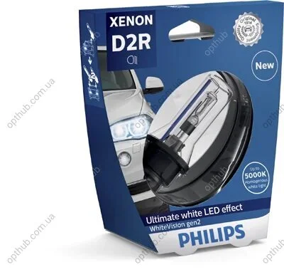 Лампа ксенонова D2R 85V 35W P32d-3 WhiteVision gen2 5000K (вир-во Philips) PHILIPS 85126WHV2S1 (фото 1)