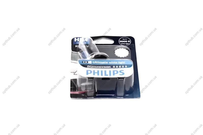 Лампа накаливания HB4 12V 55W P22d Diamond Vision 1шт blister 5000K (пр-во Philips) PHILIPS 9006DVB1 (фото 1)