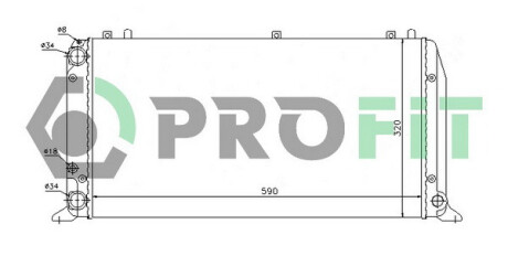 Радіатор охолоджування РАДИАТОР AUDI 80 86-94, 100 83-90 (МКПП) (-A/C) -ua PROFIT 0016A2