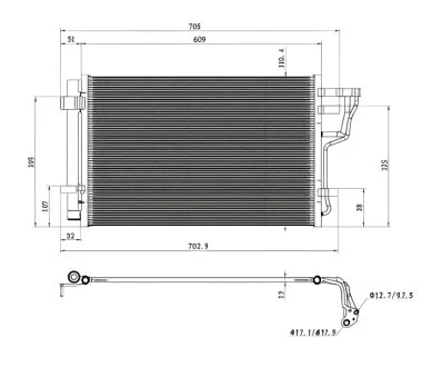 Конденсер кондиціонера КОНДЕНСЕР HYUNDAI ELANTRA (XD) 00-. I30 07-. KIA CEED 06- -ua PROFIT 1308C1